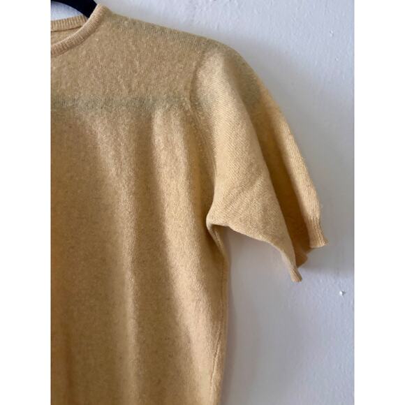 Vintage 1960s Yellow Cashmere Wool Sweater Short Sleeve - Picture 3 of 9